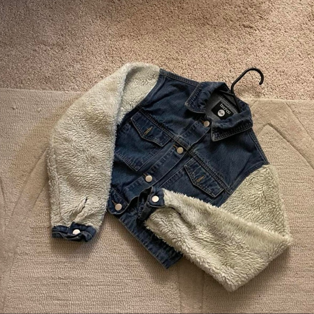 cropped sherpa denim jacket